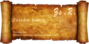 Zsinka Remig névjegykártya